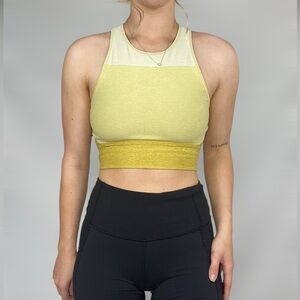 OUTDOOR‎ VOICES Slash Back Tritone Crop Top Yellow Yoga Gym Workout